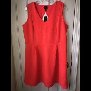 Fit & Flare Coral Brocade Dress